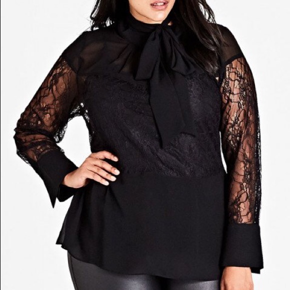 city chic black lace top